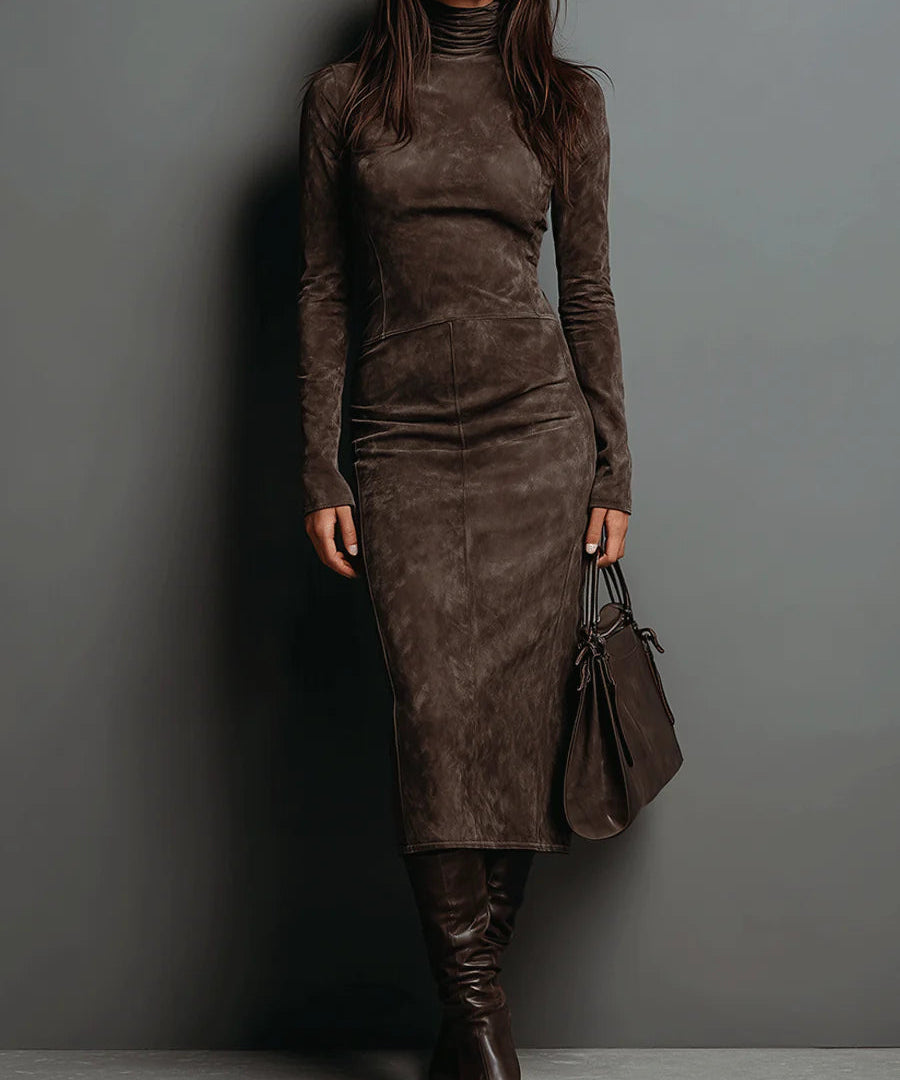 Isabela – Rochie midi cu guler înalt