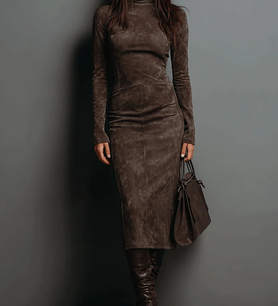 Isabela – Rochie midi cu guler înalt