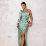 Geanina – Rochie satin asimetrică