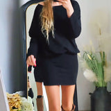 Andreea – Rochie neagră tricotată scurtă