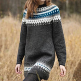 Patricia – Pulover lung cu model nordic