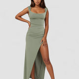 Georgiana – Rochie lungă mulată cu fantă