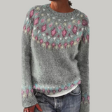 Constanța – Pulover gri cu jacard pastel