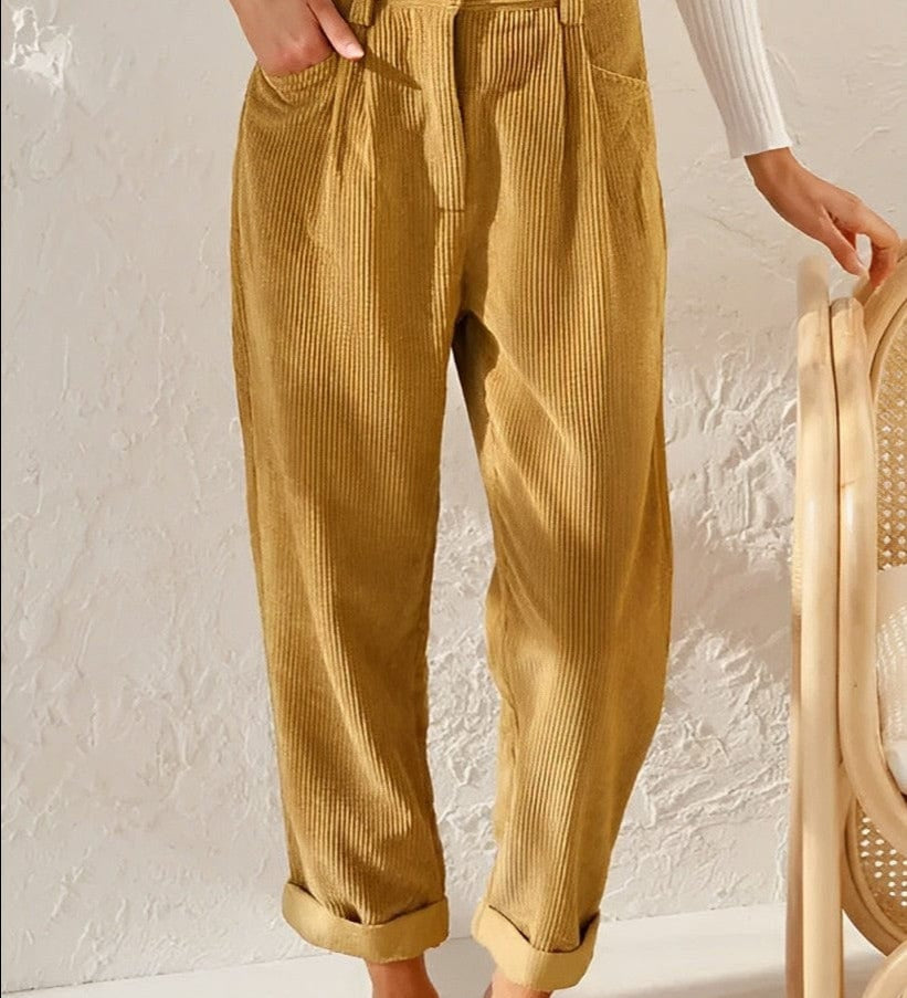 Anastasia – Pantaloni din reiat cu pense