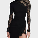 Domnița – Rochie mini cu dantelă asimetrică