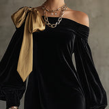 Lorelei – Rochie din catifea cu fundă