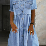 Diana – Rochie denim cu volane