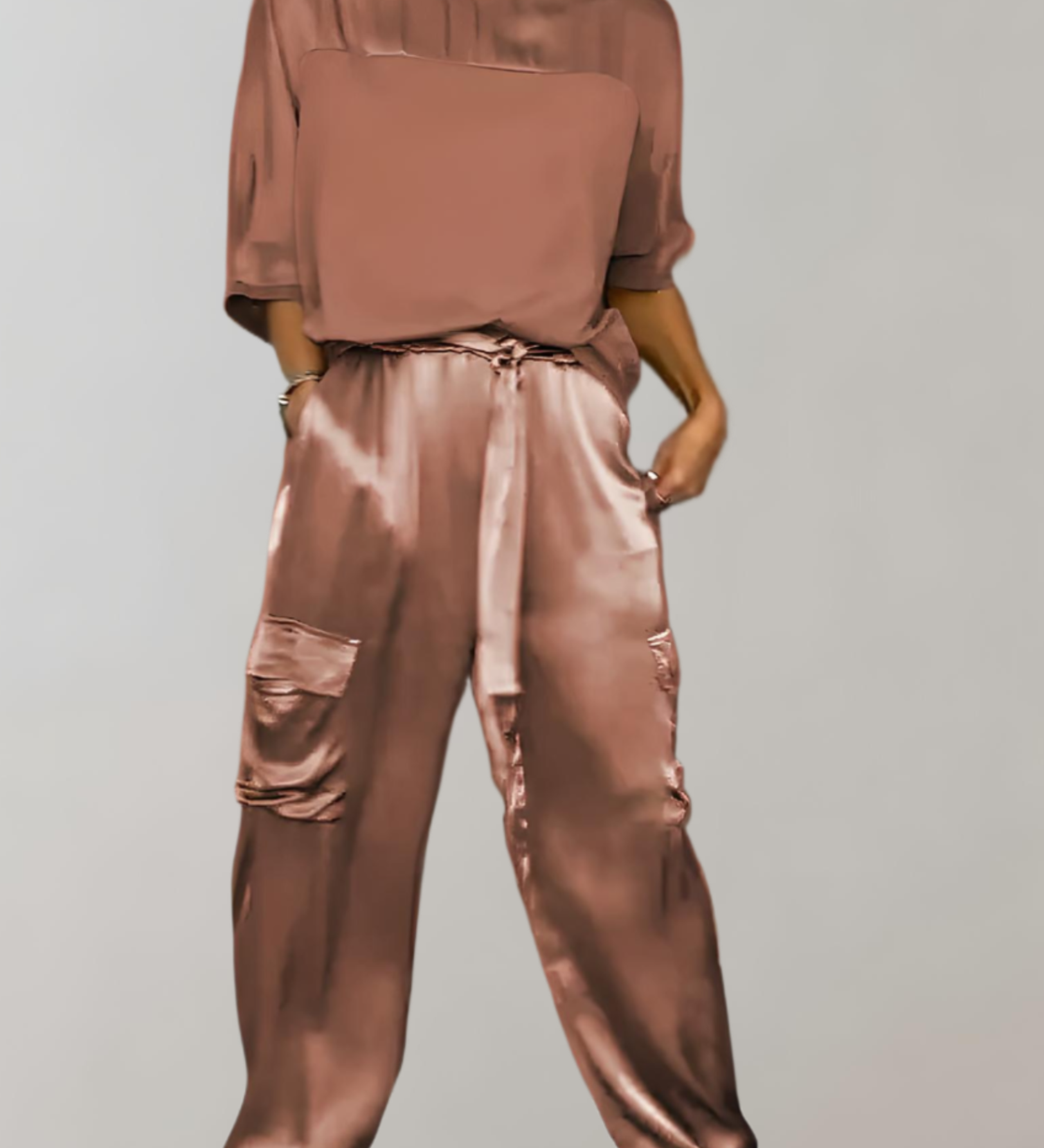 Irena – Set satinat cu pantaloni cargo
