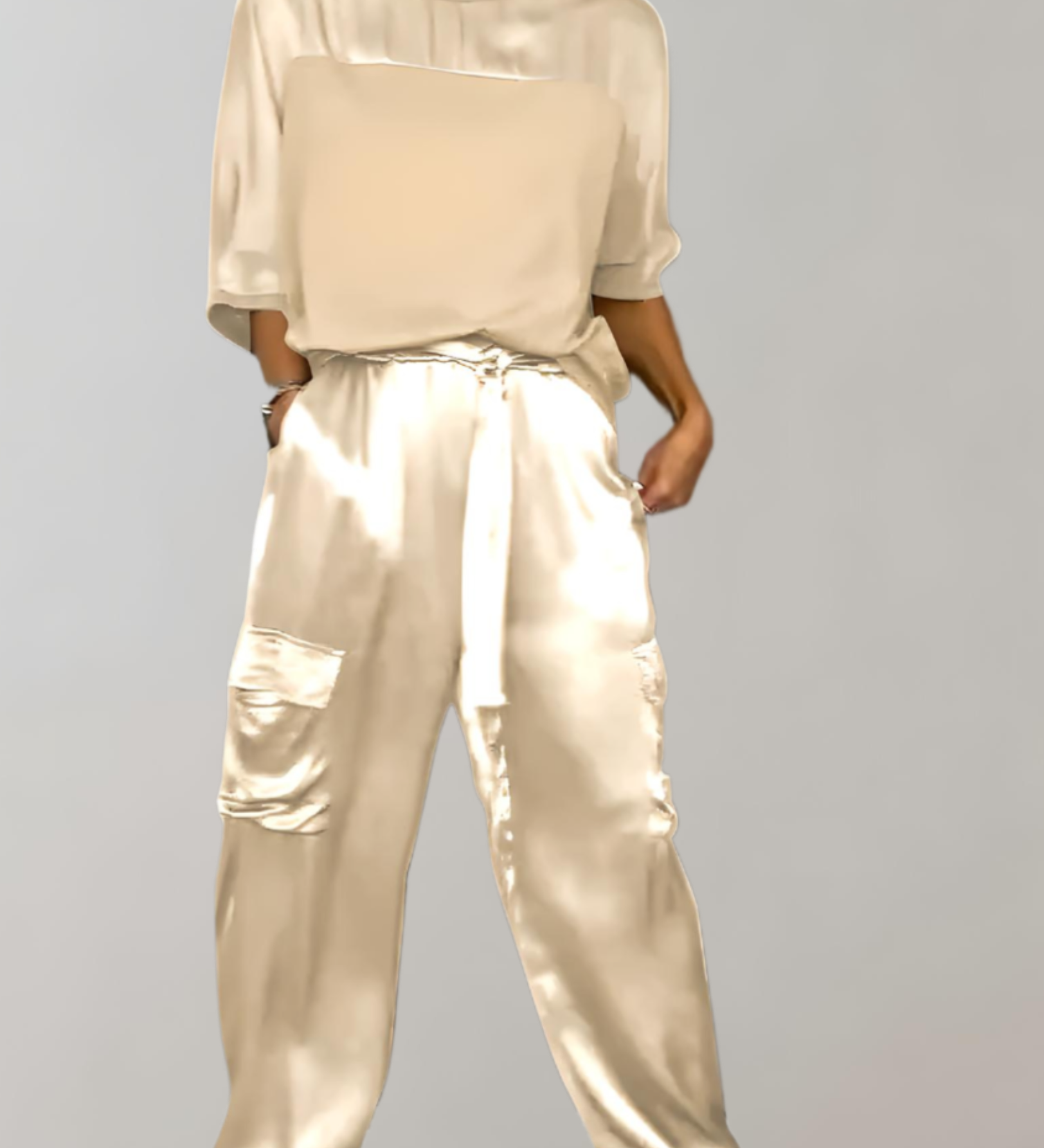 Irena – Set satinat cu pantaloni cargo