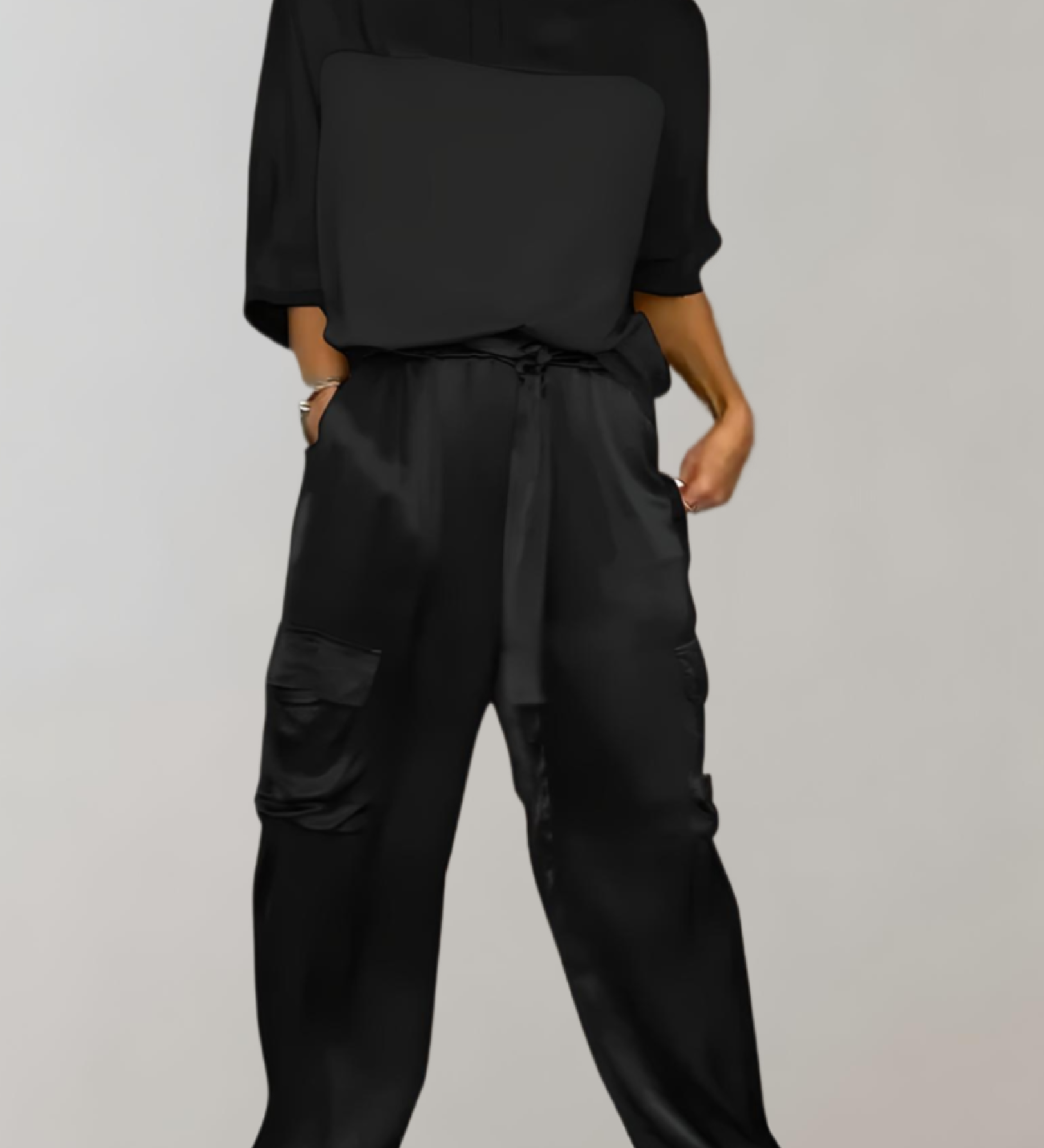 Irena – Set satinat cu pantaloni cargo