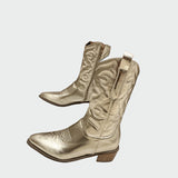 Arina – Cizme cowboy metalizate