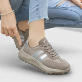 Carina – Sneakers gri cu dungi argintii