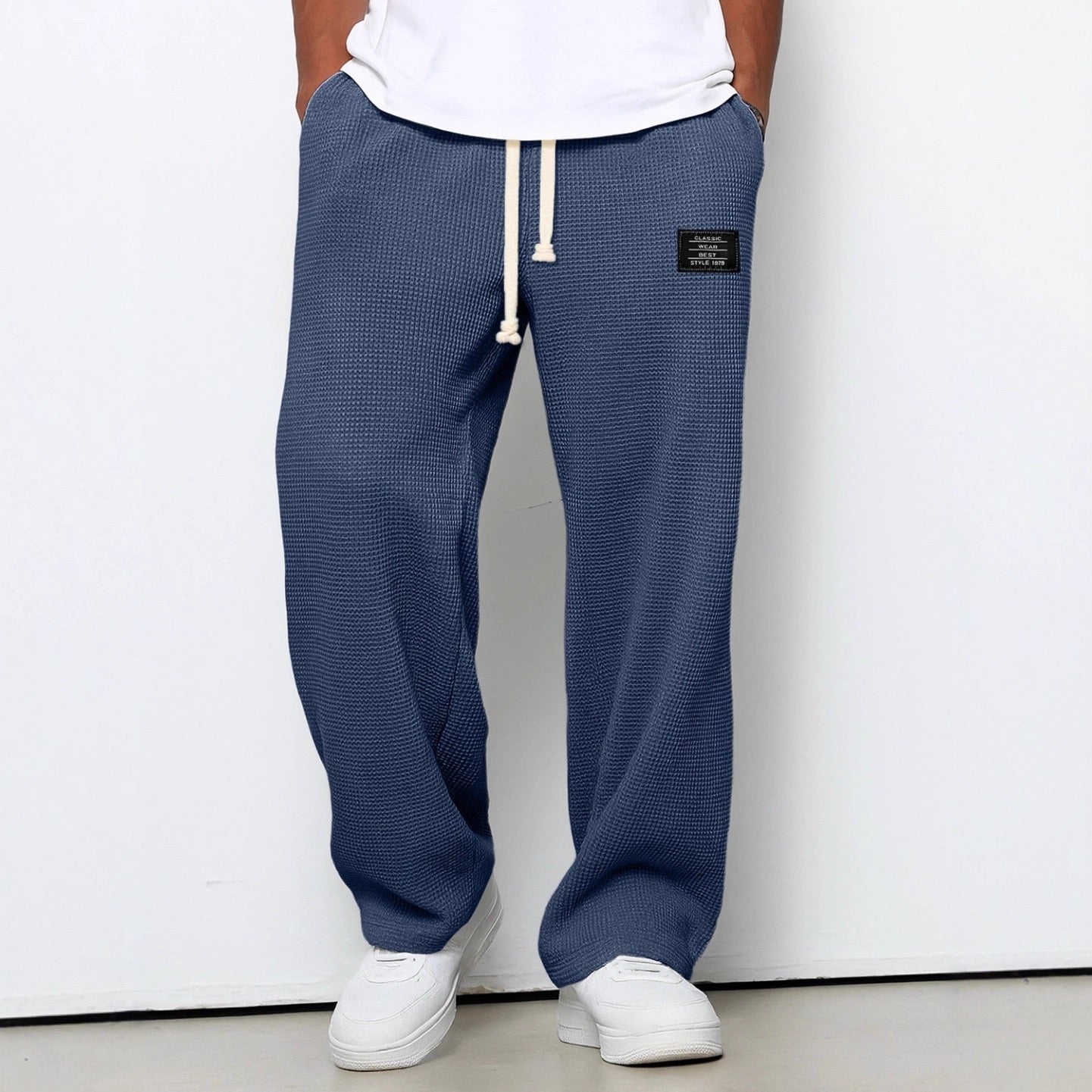 Tiberiu – Pantaloni largi cu aspect vafelat