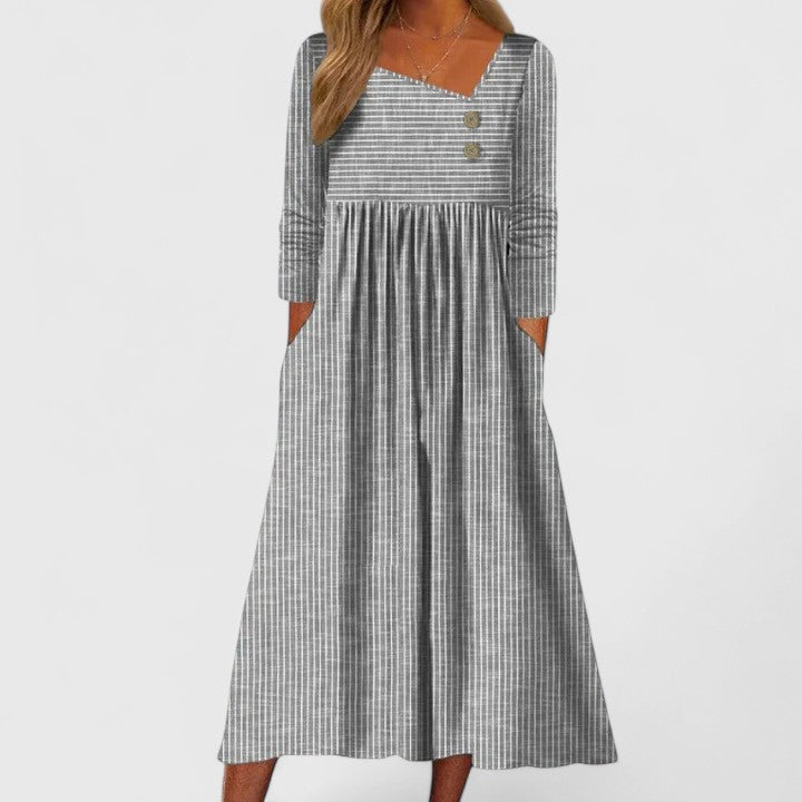 Elida – Rochie midi cu nasturi asimetrici