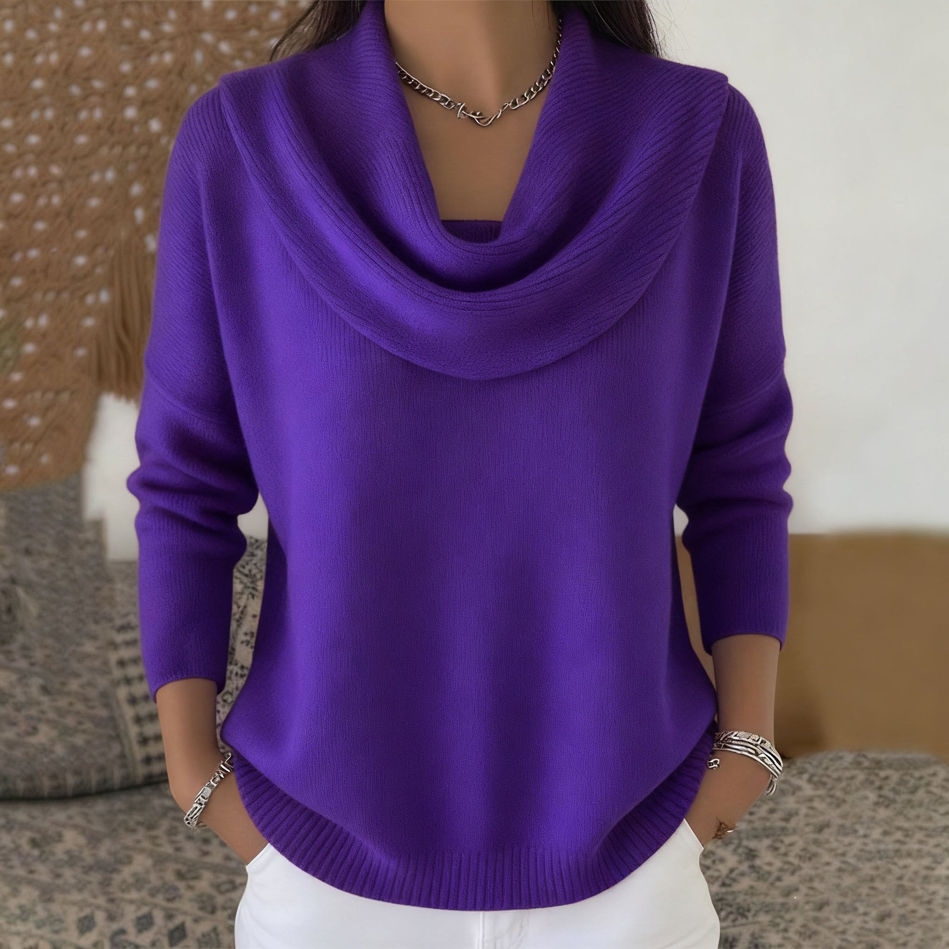 Florina – Pulover cu guler drapat