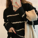 Flavia – Pulover larg cu dungi fine