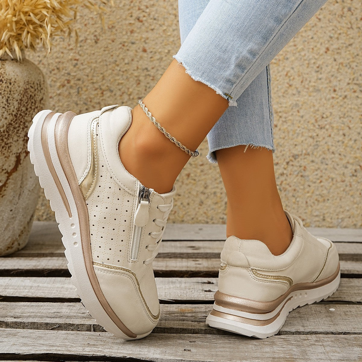 Antonia – Sneakers cu fermoar lateral