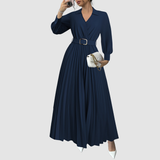 Amelia – Rochie lungă plisată cu curea