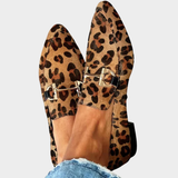 Isabela – Mocasini leopard cu cataramă aurie