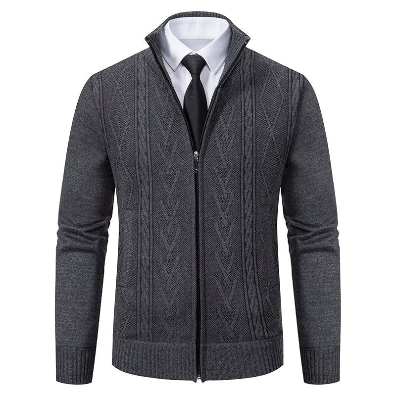 Claudiu – Cardigan cu fermoar și torsade