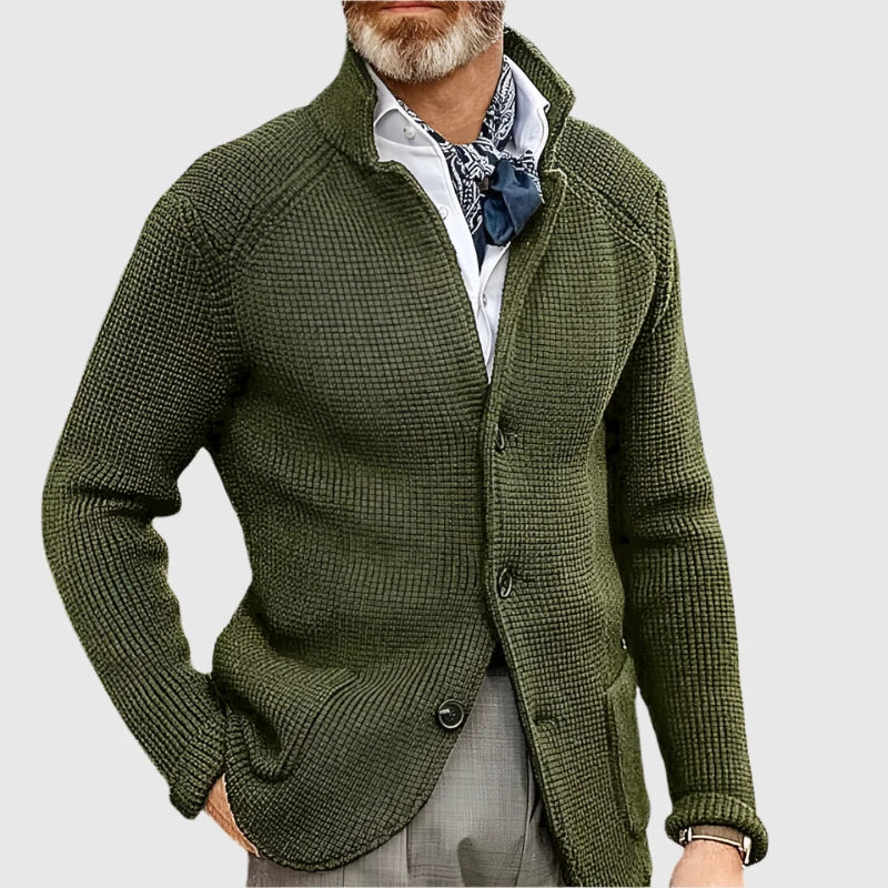 Ovidiu – Cardigan waffle cu guler