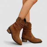 Wanda – Botine western cu aspect de velur