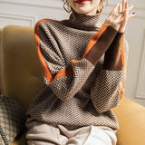 Ciprianna – Pulover chevron cu guler înalt