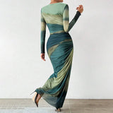 Corina – Rochie maxi mulată cu imprimeu