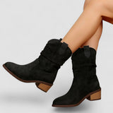 Wanda – Botine western cu aspect de velur