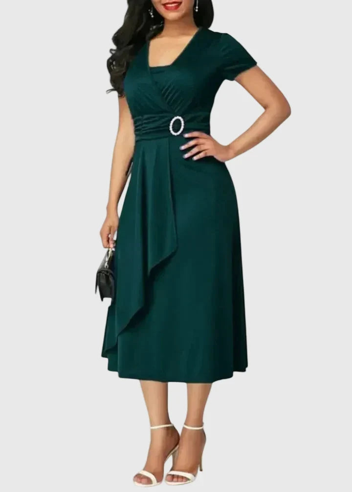 Ina – Rochie midi cu tiv asimetric