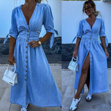 Ada – Rochie denim cu nasturi