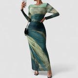 Corina – Rochie maxi mulată cu imprimeu