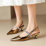 Veta – Pantofi slingback cu strasuri