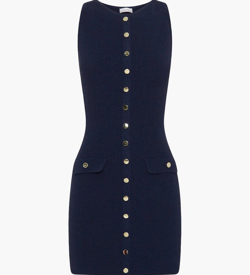 Georgiana – Rochie tricotată cu nasturi aurii