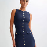Georgiana – Rochie tricotată cu nasturi aurii