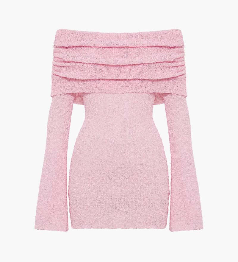 Geanina – Rochie bouclé cu umeri goi