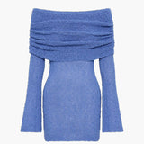 Geanina – Rochie bouclé cu umeri goi