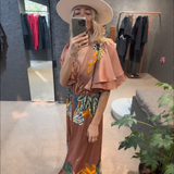 Celia – Rochie maxi satinată brodată