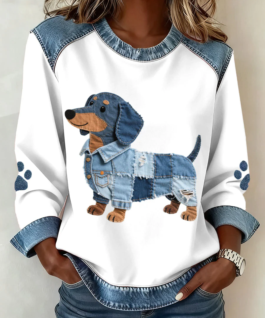 Gabriela – Pulover cu cățel patchwork
