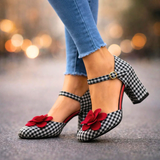 Tudora – Pantofi în carouri cu floare