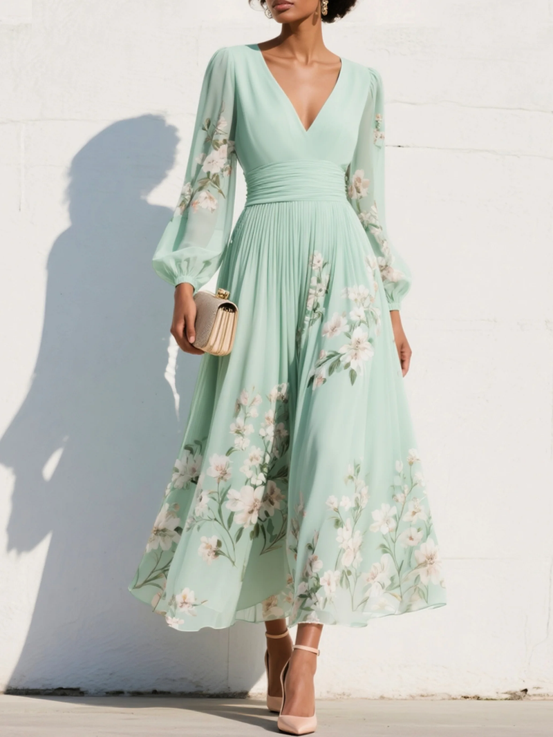 Daniela – Rochie midi din voal floral