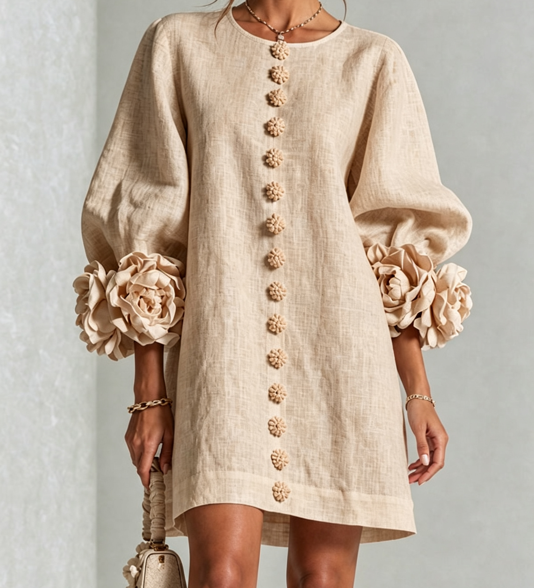 Zoe – Rochie cu manșete florale