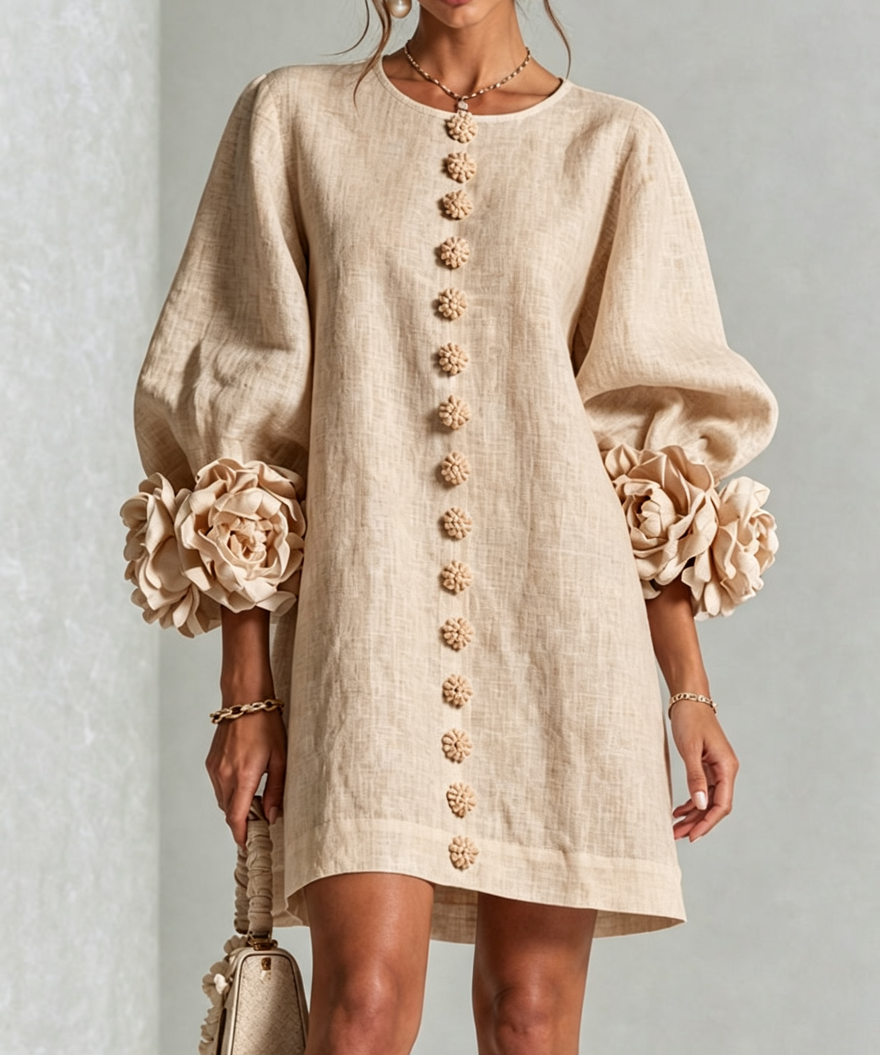 Zoe – Rochie cu manșete florale