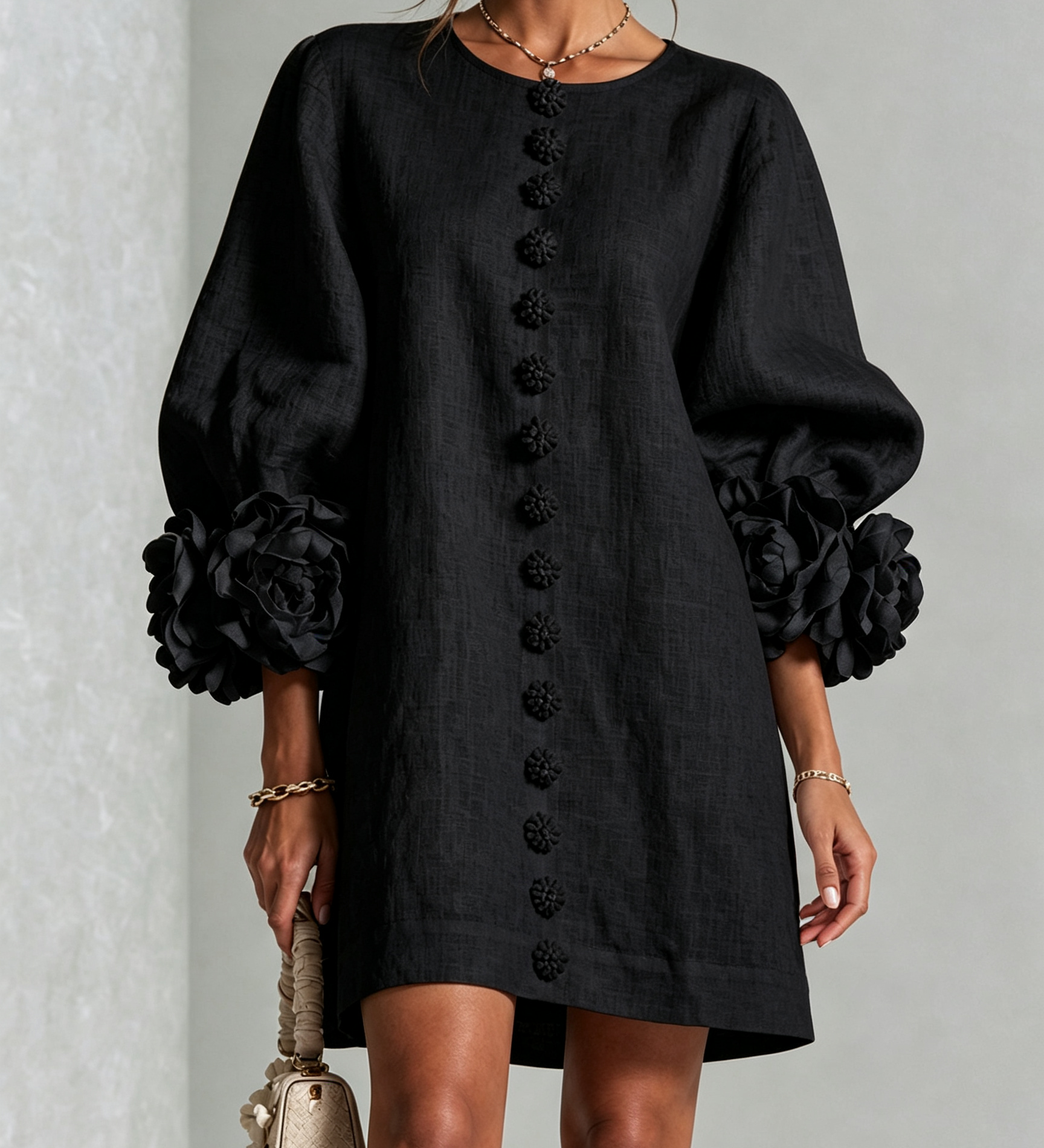 Alis – Rochie mini cu manșete florale