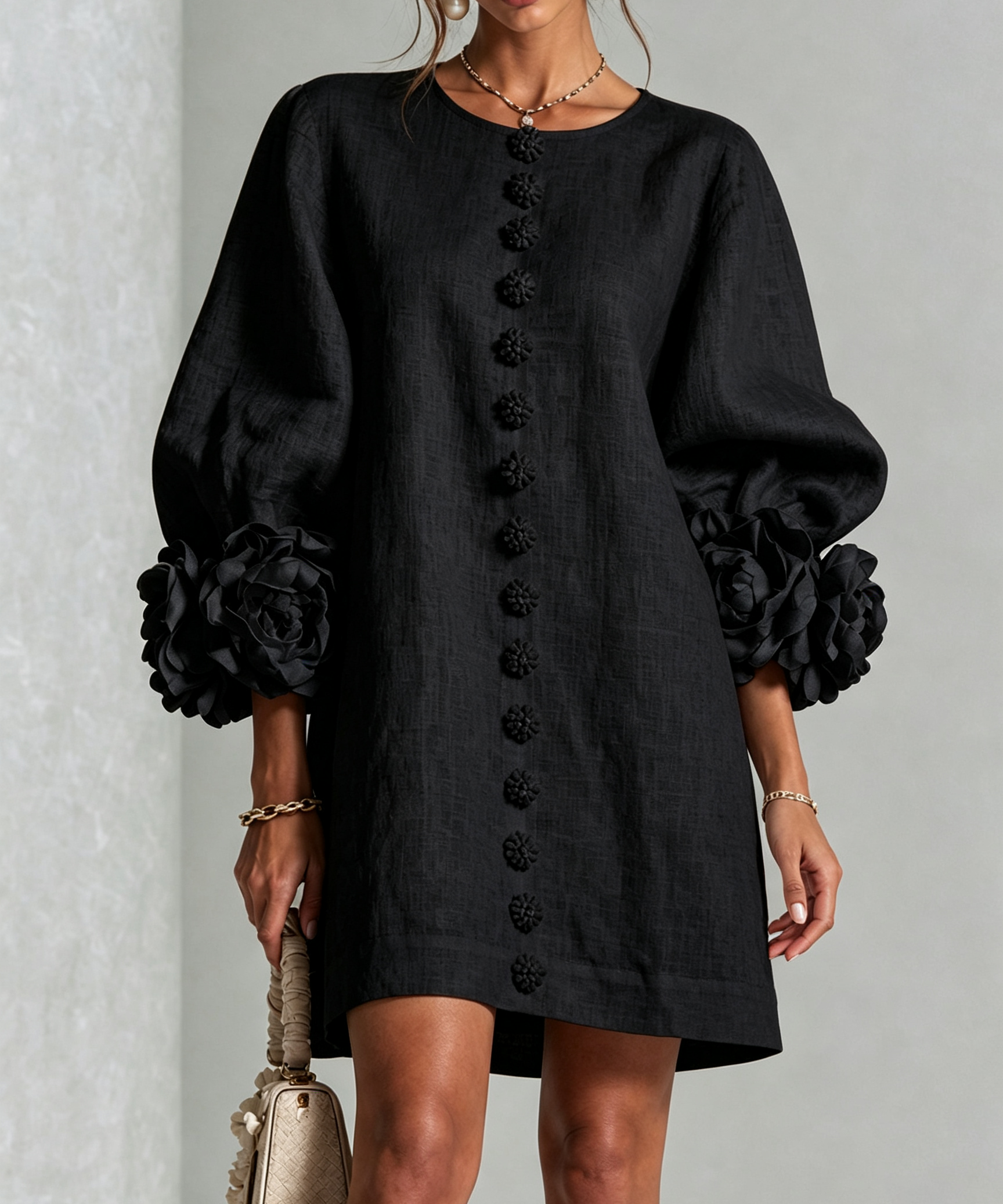 Alis – Rochie mini cu manșete florale