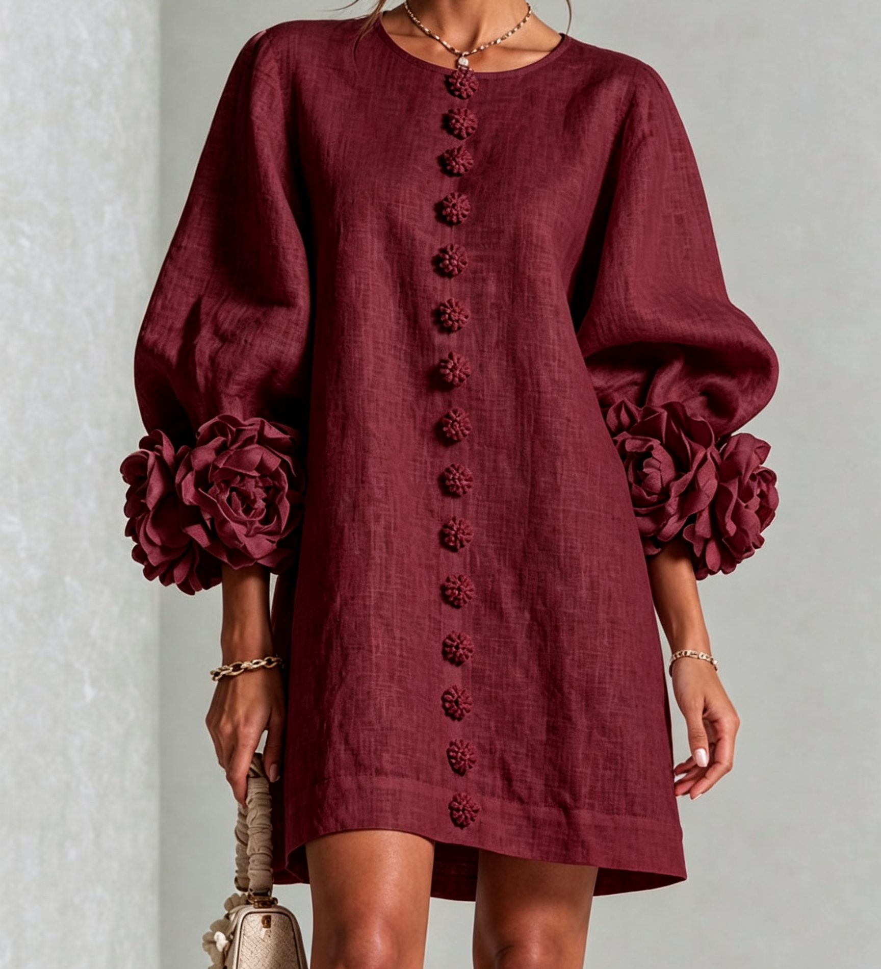 Zoe – Rochie cu manșete florale