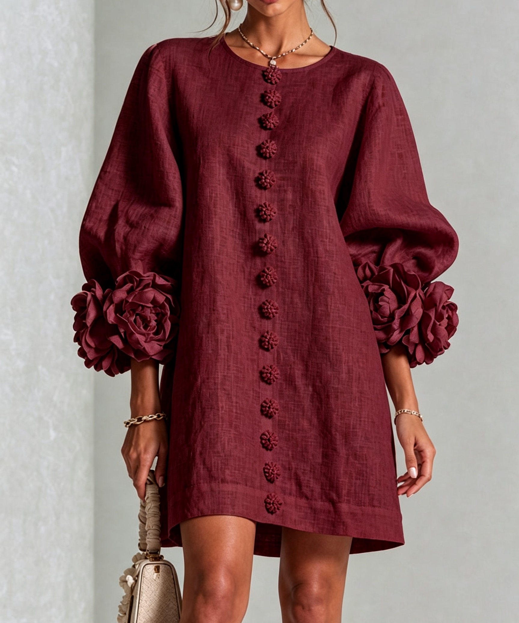 Zoe – Rochie cu manșete florale