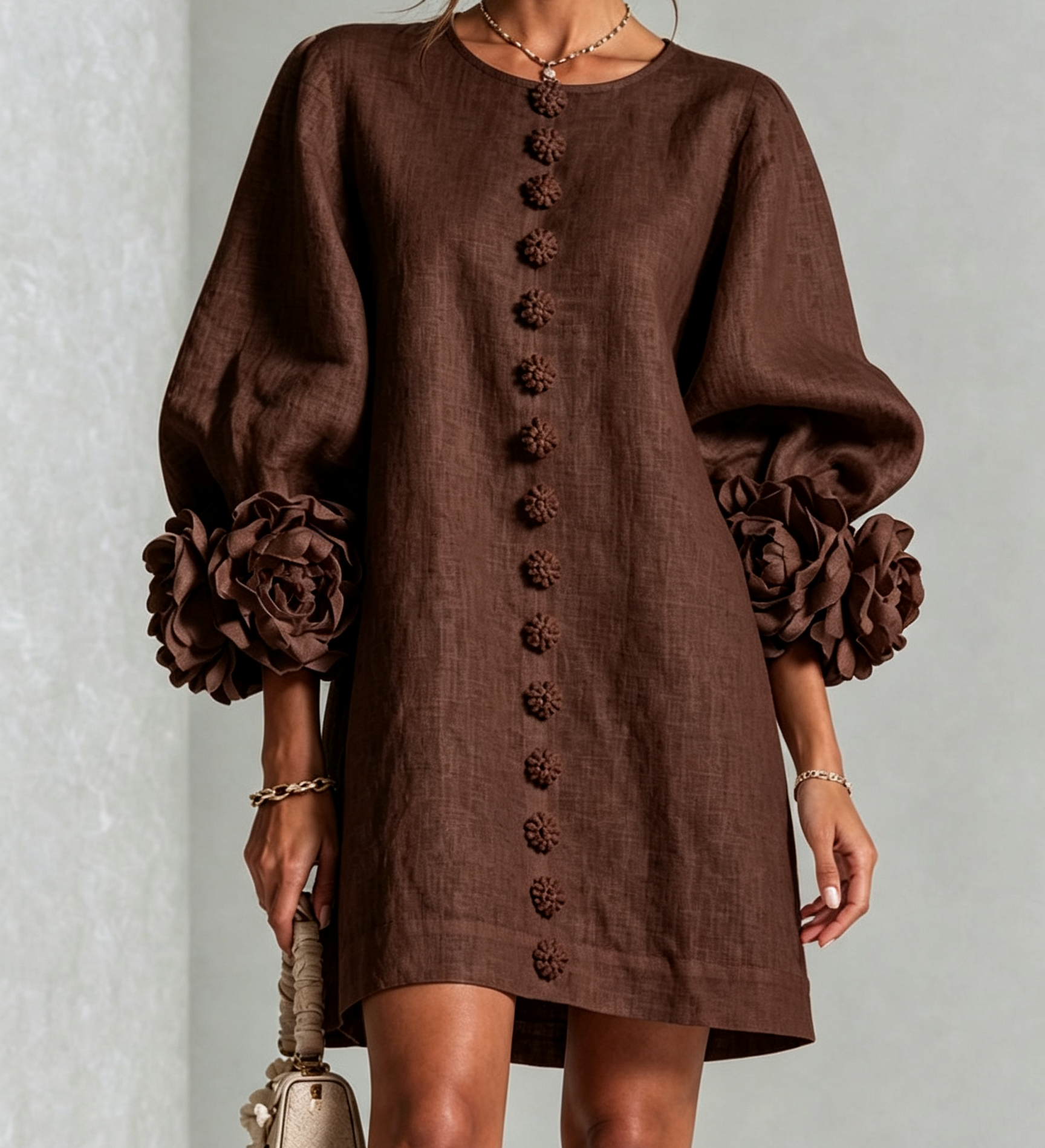 Zoe – Rochie cu manșete florale
