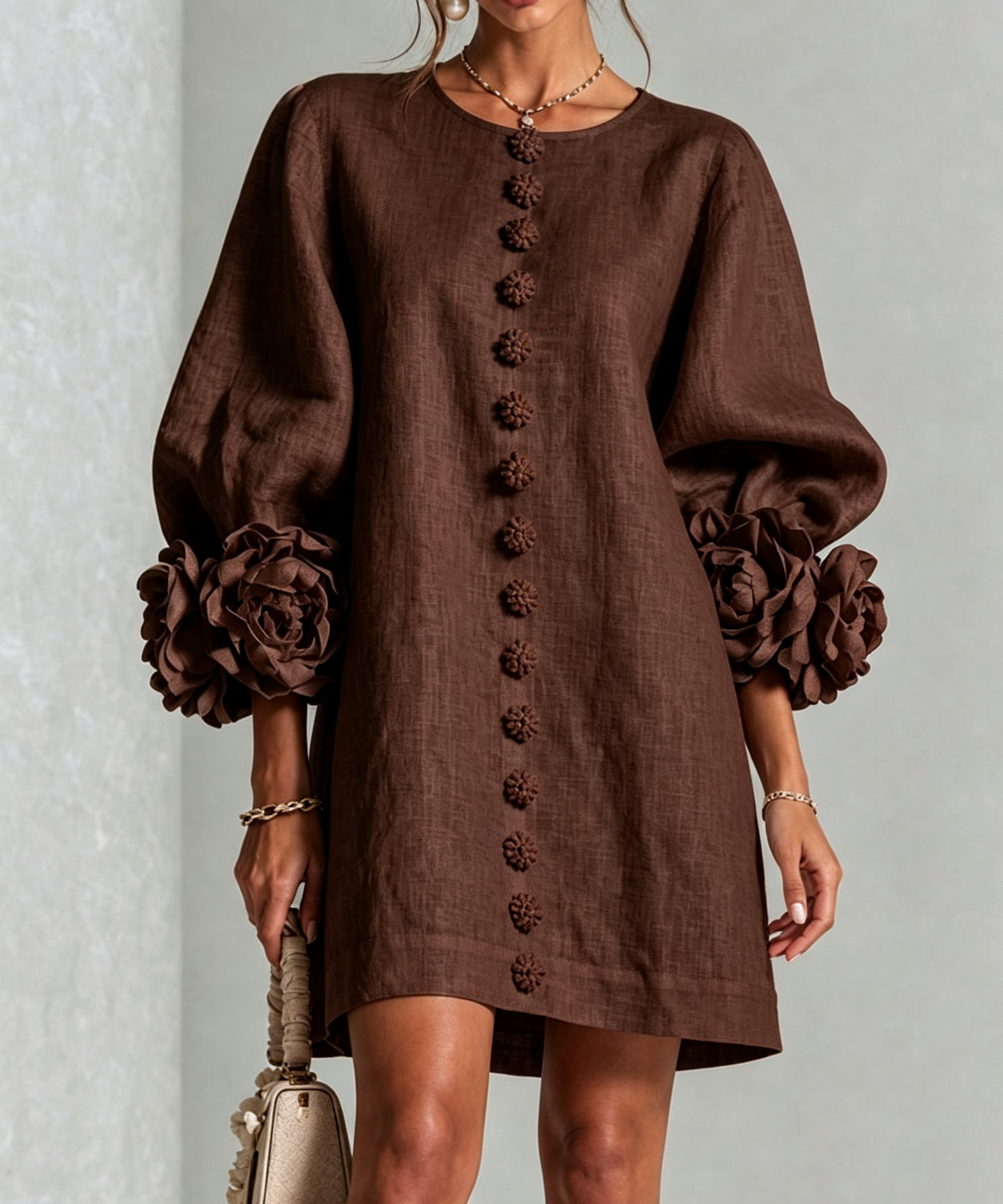 Zoe – Rochie cu manșete florale