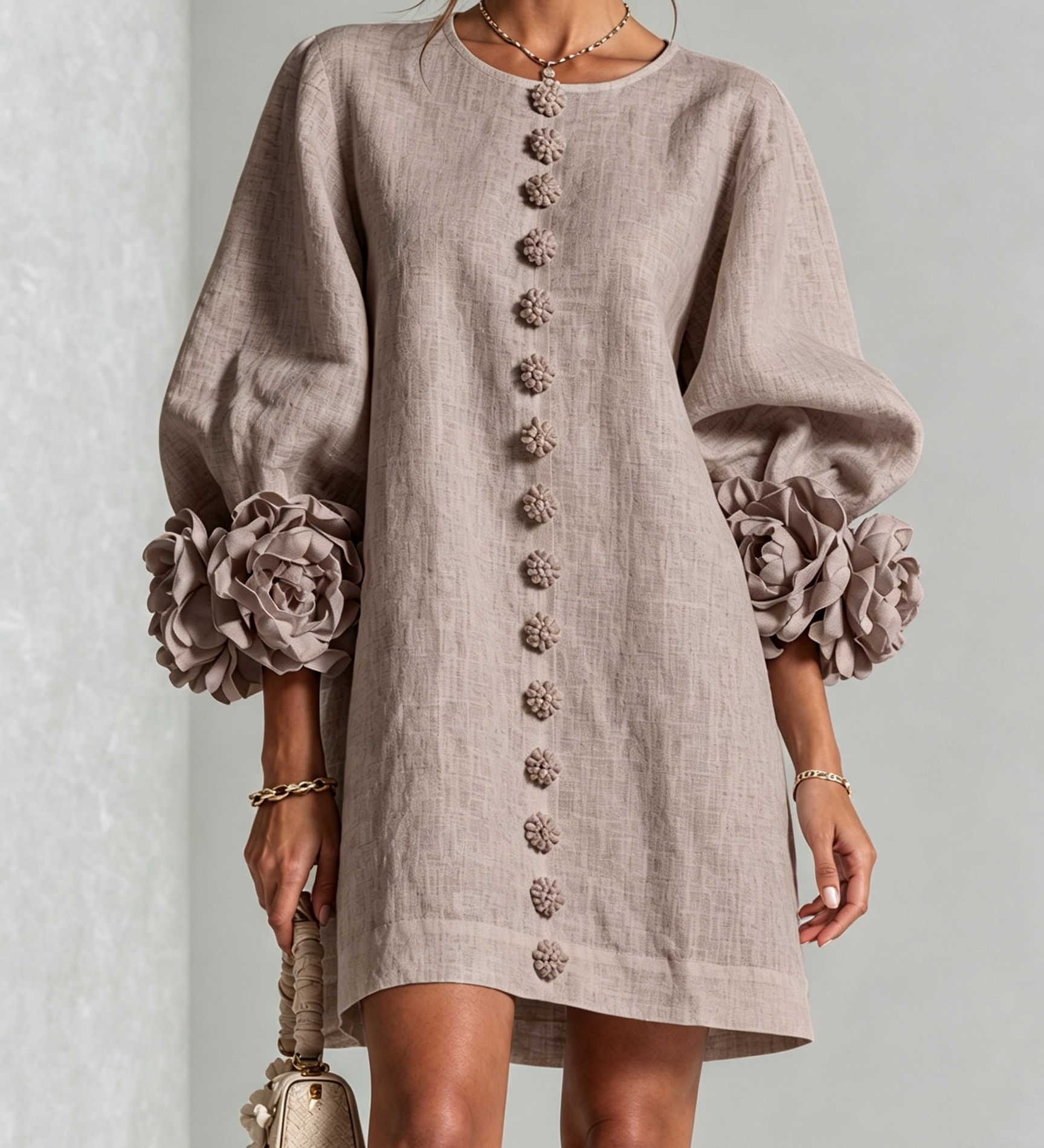 Zoe – Rochie cu manșete florale